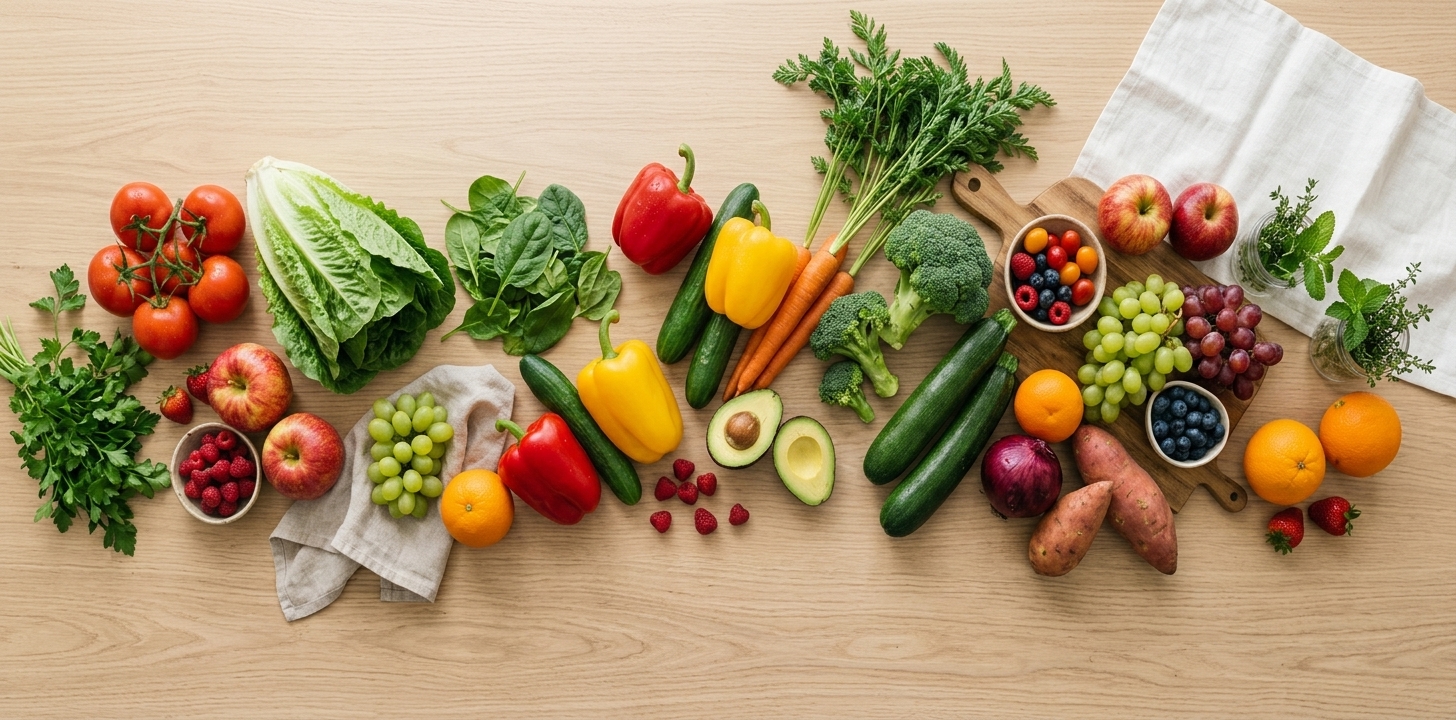 خضروات وفواكه طازجة